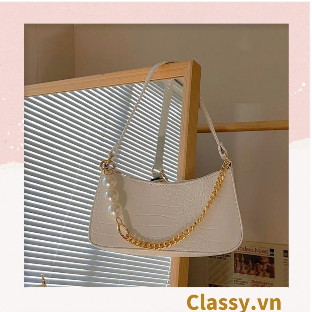 TÚI ĐEO VAI, TÚI KẸP NÁCH Classy DA CAO CẤP KIỂU DÁNG VINTAGE PHỐI XÍCH SANG CHẢNH