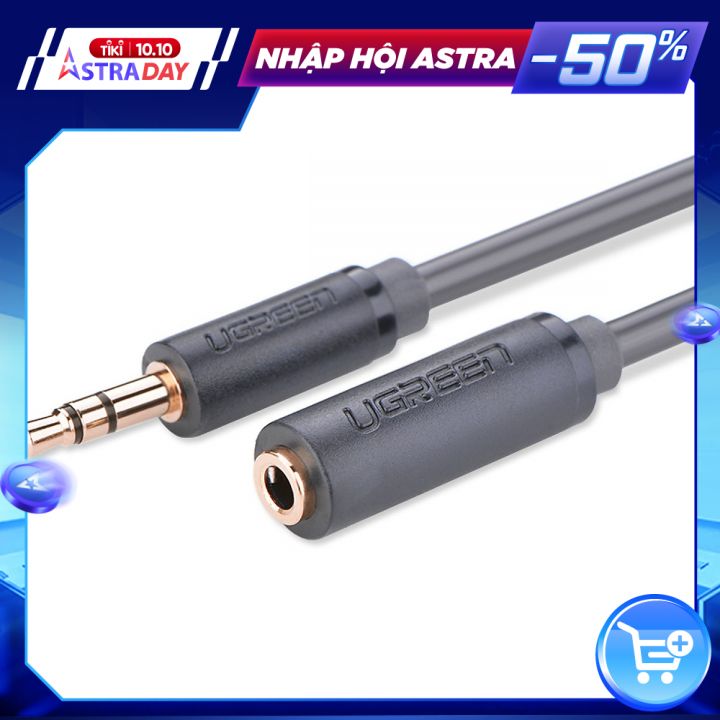 Cáp âm thanh kéo dài hai đầu chuẩn 3.5mm 1 đầu đực 1 đầu cái dài 0.5M UGREEN AV124 10781 - Hàng Chính Hãng