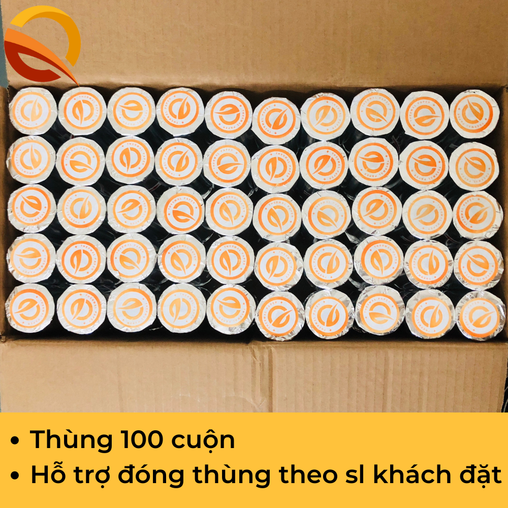 Thùng 100 cuộn giấy in bill K80, in hóa đơn, giấy in nhiệt khổ 80x45mm