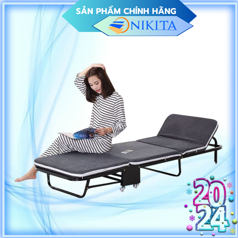 Hot Giường Gấp Đa Năng Gấp Gọn Nikita, Khung Thép Sơn Tĩnh Điện, Xếp Gọn Thành Ghế Sofa, Có Bánh Xe - D180Xr75Xc26