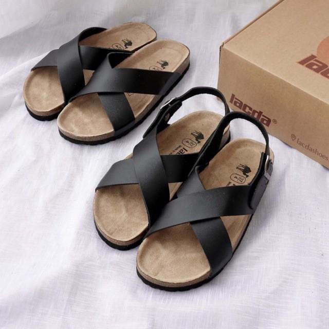 Sandal nam nữ unisex đế trấu SB04 Đen