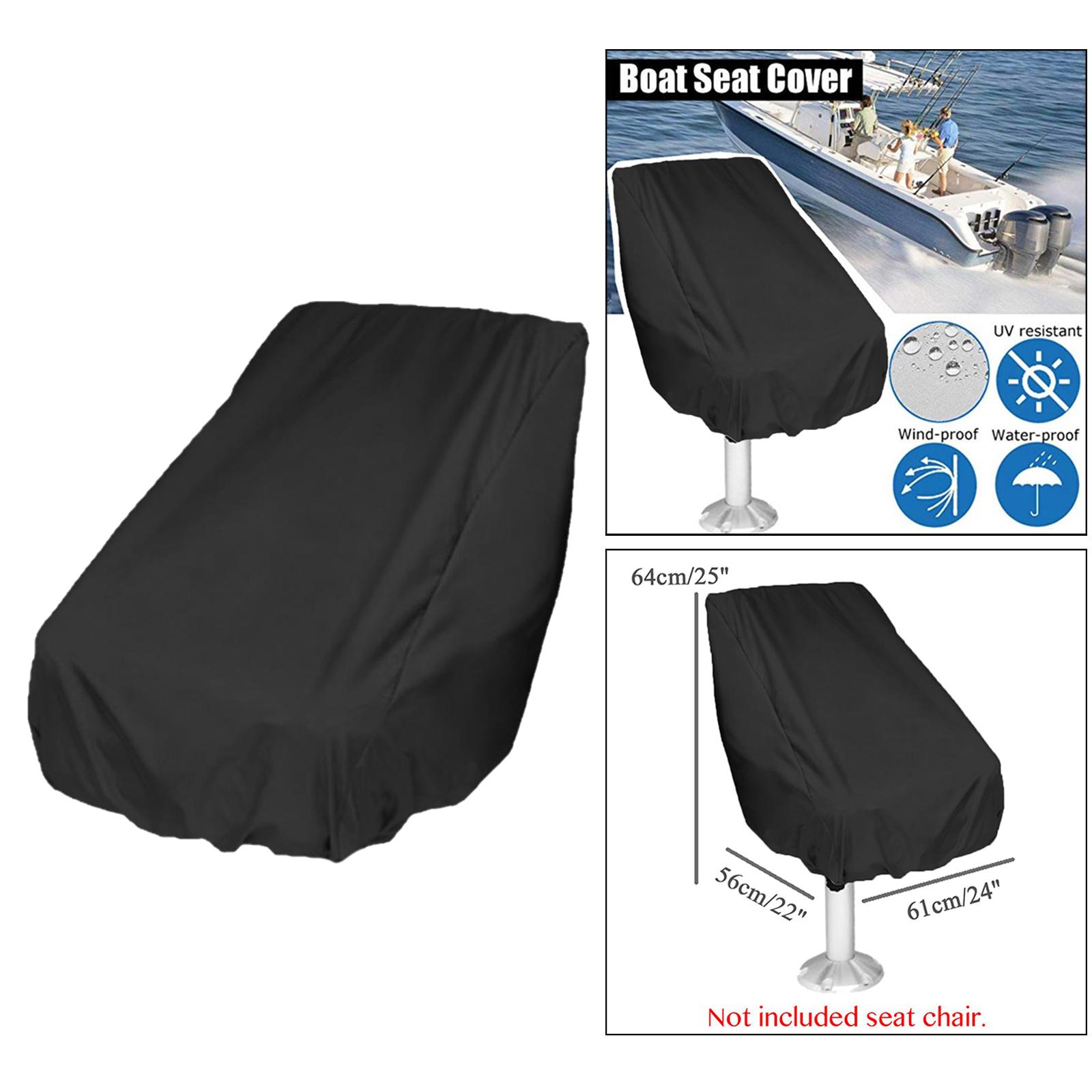 3x Boat Seat Cover Outdoor Yacht Waterproof Elastic Hem Protection Black