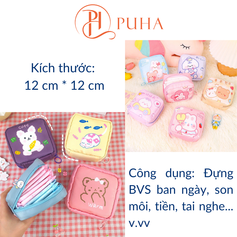 Combo Túi chườm nóng đau bụng kinh PUHA gồm túi chườm nóng, bịt mắt ngủ và túi vải mini dễ thương. món quà ý nghĩa tặng bạn gái, tặng bạn thân