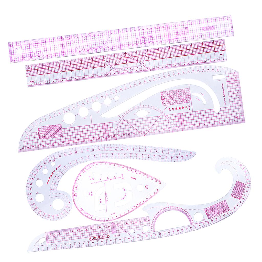 6 Miếng Đa Chức Năng Đường Cong Thước Vẽ Đường Thẳng May Quần Áo Thiết Kế