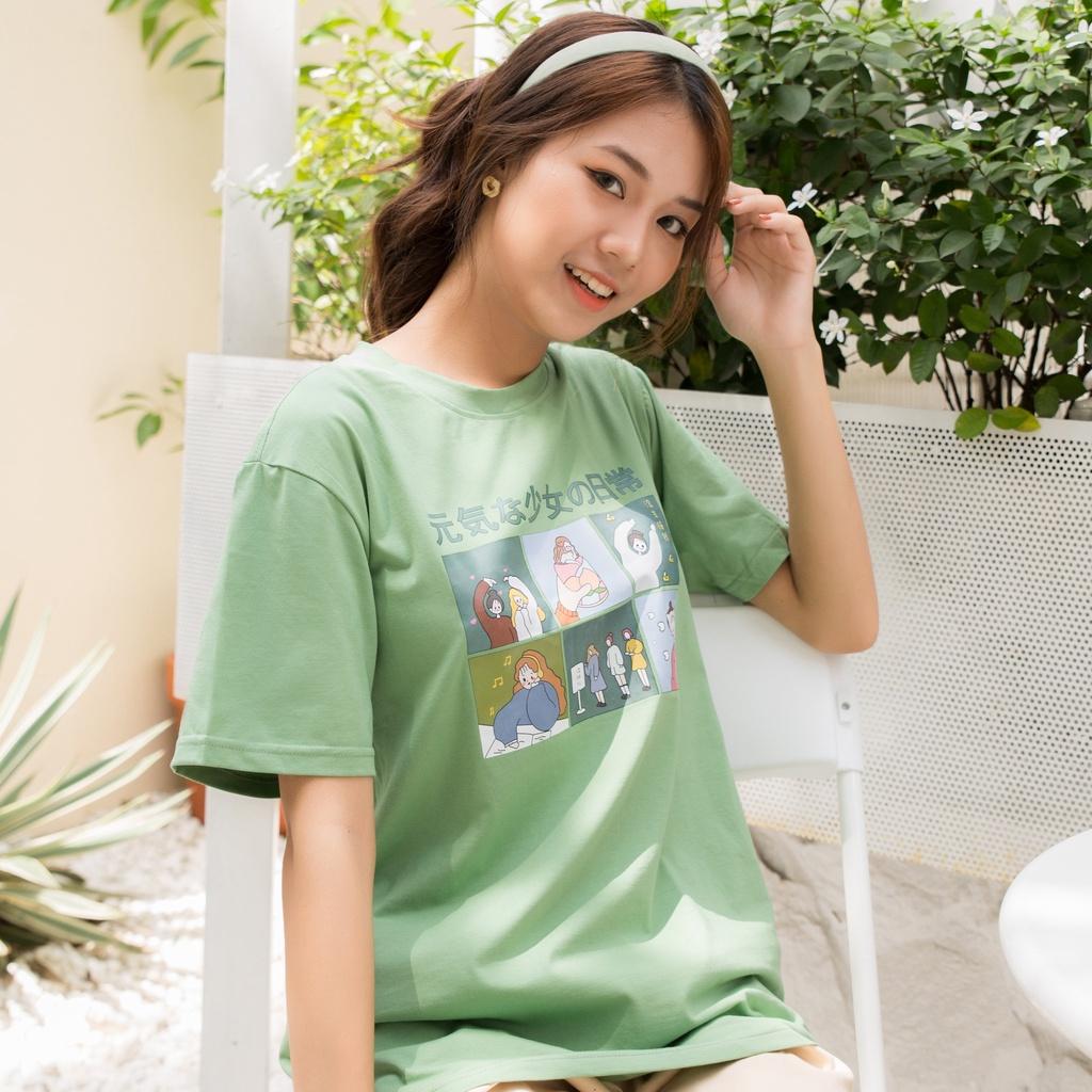 Áo Thun Unisex Tay Lỡ Form Rộng - Girls' Japan