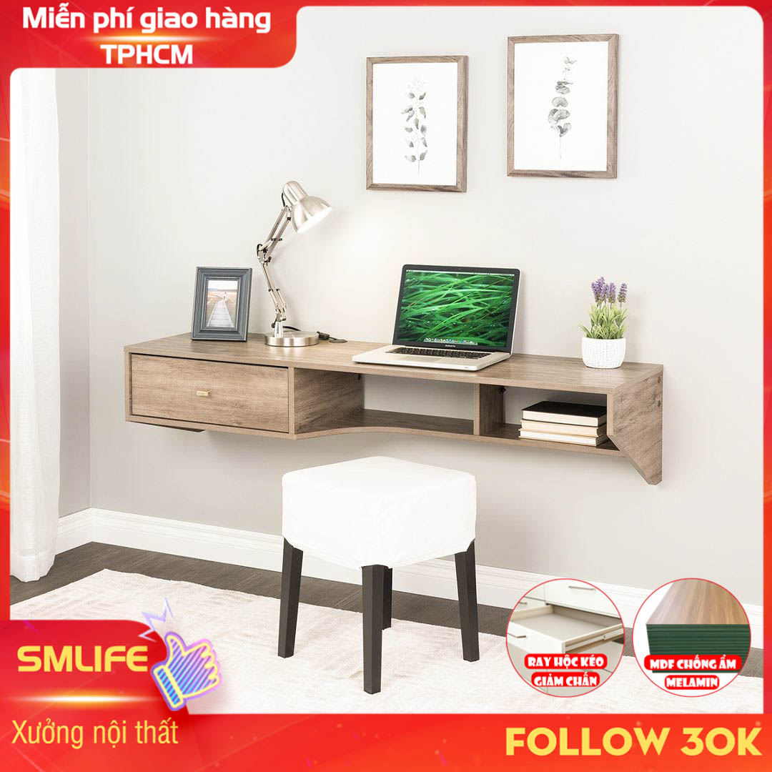 Bàn làm việc, bàn học gỗ hiện đại SMLIFE Danzong  | Gỗ MDF dày 17mm chống ẩm | D150xR40xC22cm