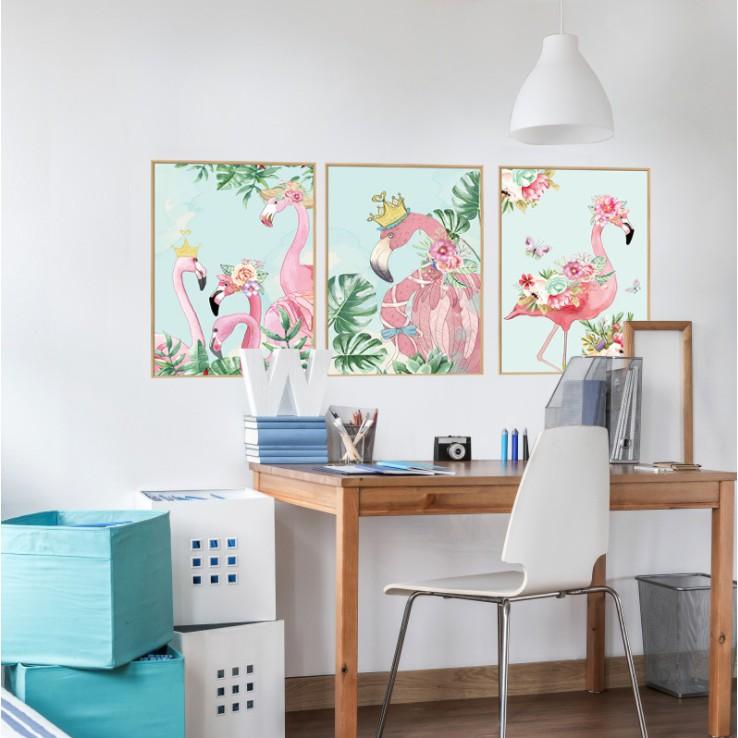 Decal trang trí tường - 3 khung ảnh Cò Hồng phong cách hiện đại
