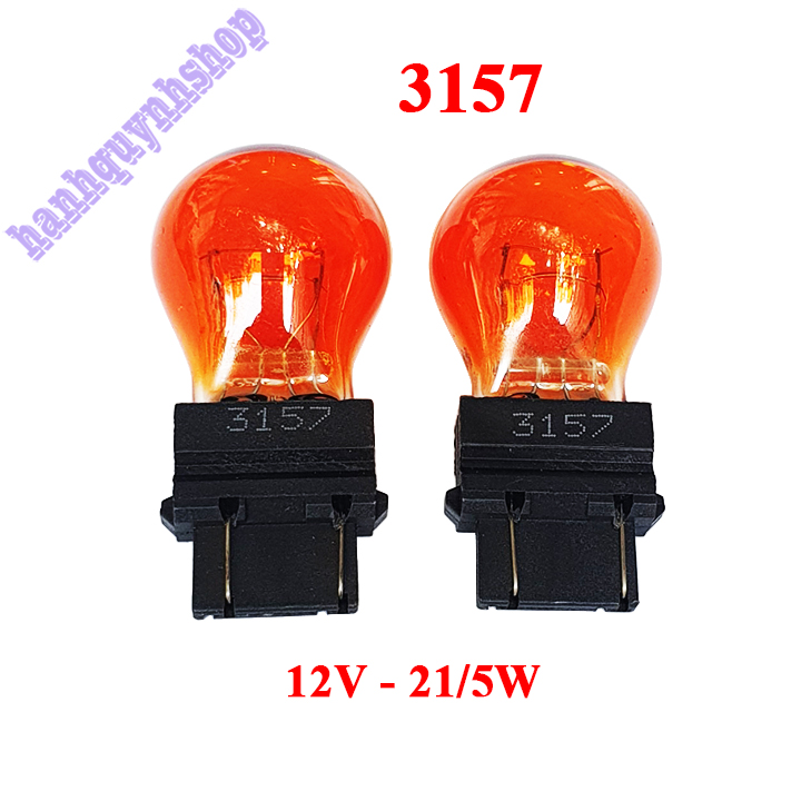 2 Bóng đèn ô tô 3157 12V 21/5W màu vàng 2 tóc đui cắm