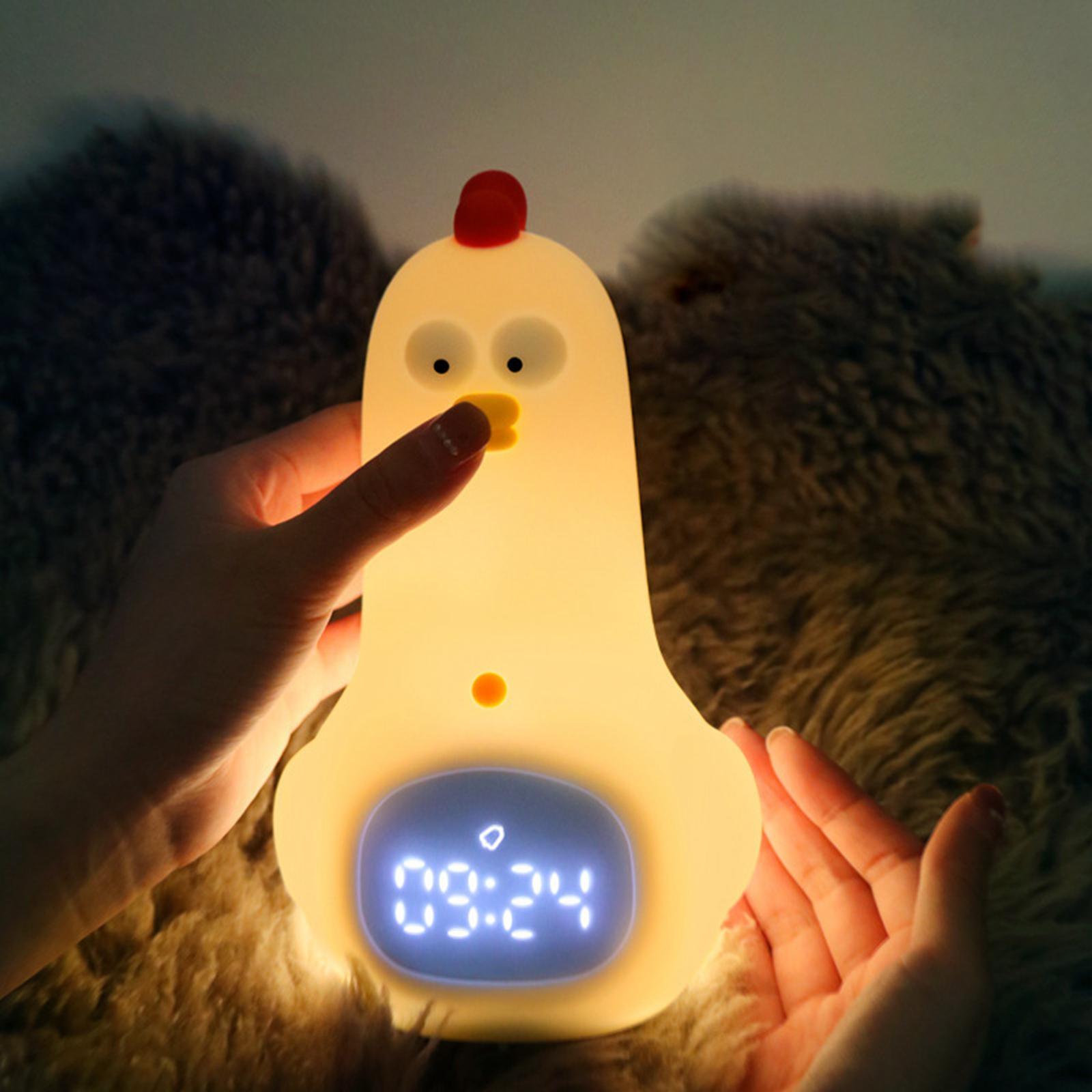Chicken Silicone Night Light Electronic  Clock for Nursery Decoration