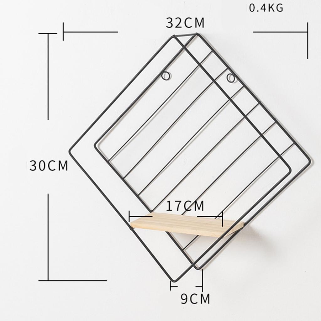 Iron Wall Floating Shelves Bathroom Bedroom Office Decor Black Rectangle