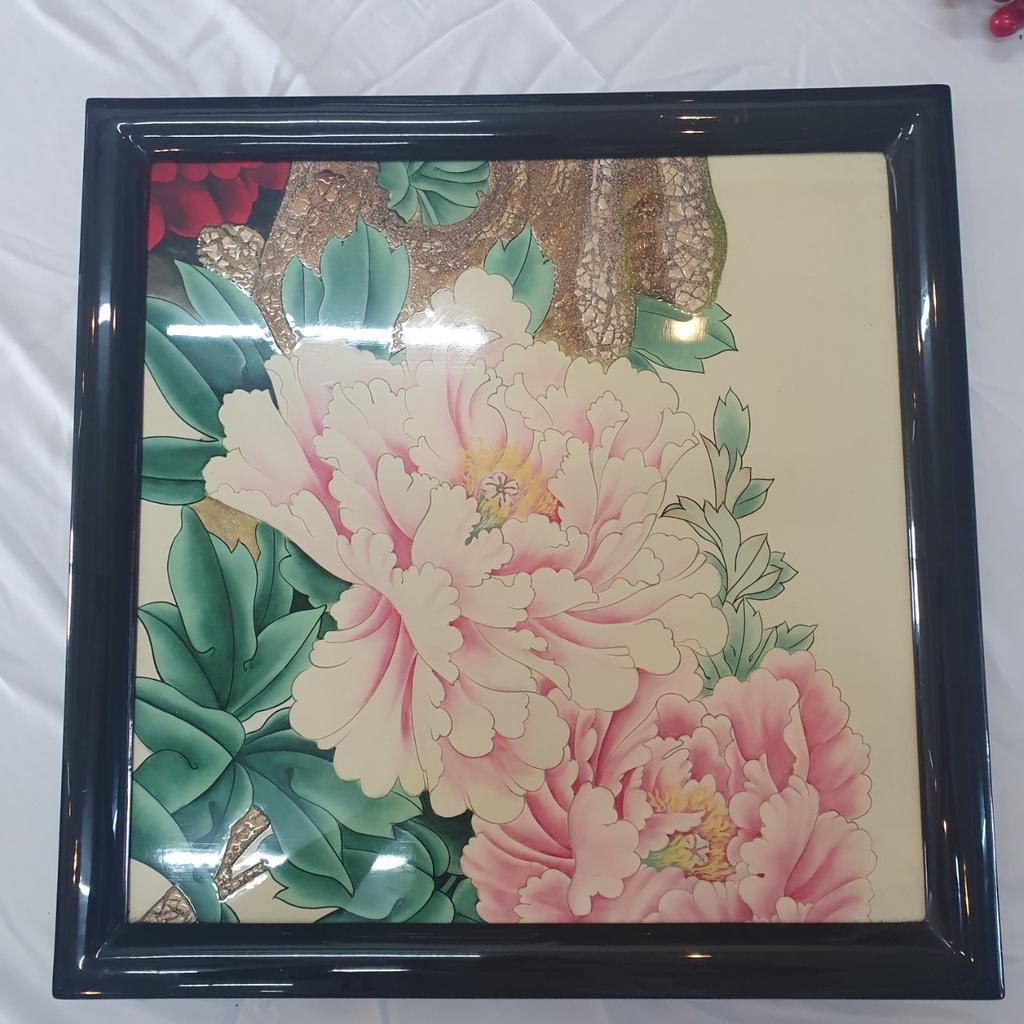 Tranh sơn mài vẽ có khảm trứng cao cấp Thanh Bình Lê size 45x45 cm treo tường, trang trí nhà cửa, văn phòng