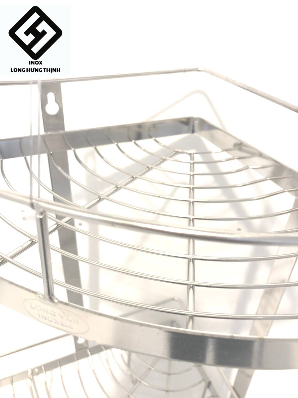 Kệ góc INOX304 có khay xà bông kệ phòng tắm tiện dụng, chất liệu 100% INOX 304 sáng bóng, kệ góc 2 tầng.