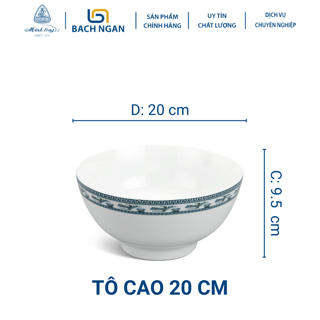 Tô Cao Minh Long 20 cm Jasmine Chim Lạc Bằng sứ, Hàng Đẹp, Cao Cấp, Dùng Trong Gia Đình, Đãi Khách, Tặng Quà Tân Gia