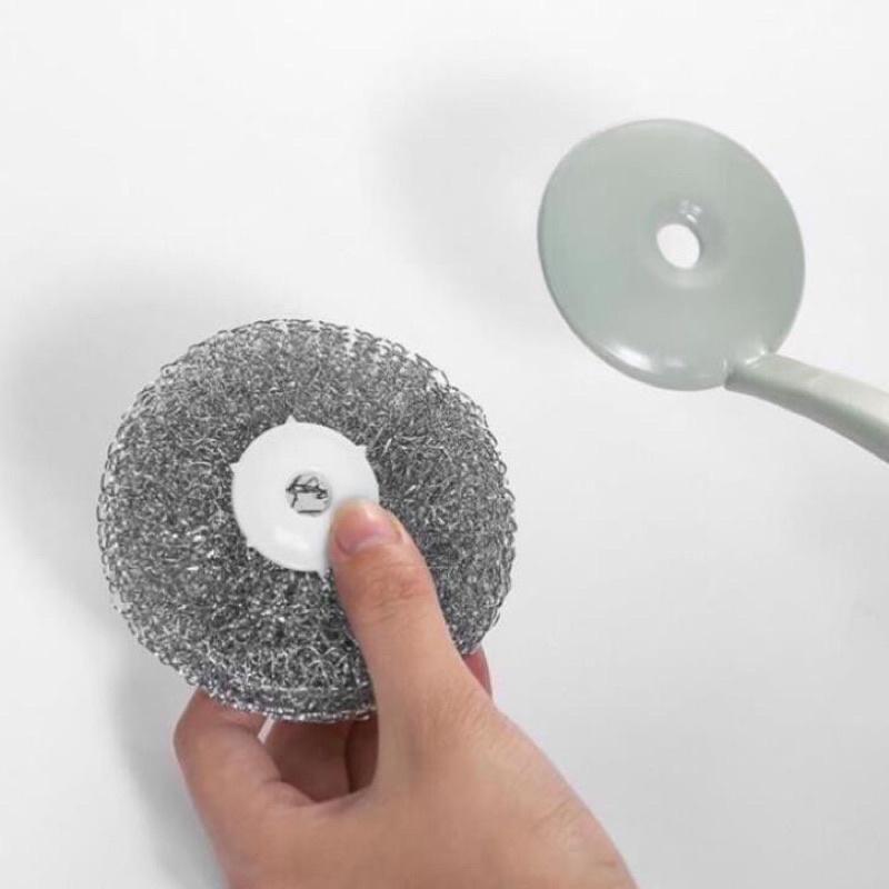 Cọ xoong có tay cầm, kem thêm Bùi nhùi rửa chén bát nồi siêu sạch đánh bay vết bẩn