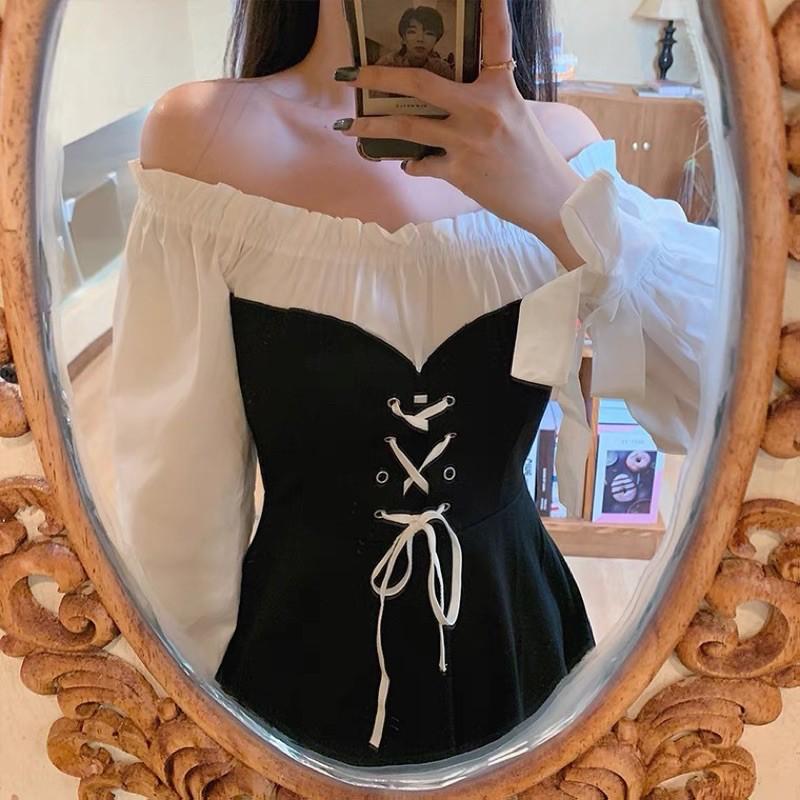 Đầm trễ vai tiểu thư Ulzzang hot tik tok