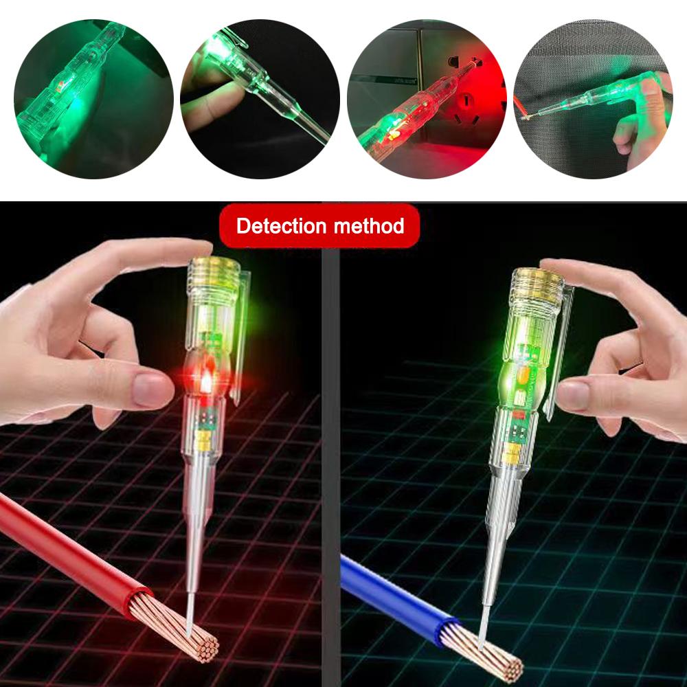 Intelligent Waterproof Voltage Tester Pen Power Voltage Detector Electricity Detector Test Pencil with High Brightness LED Light Electrical Indicator Tool with Screwdriver