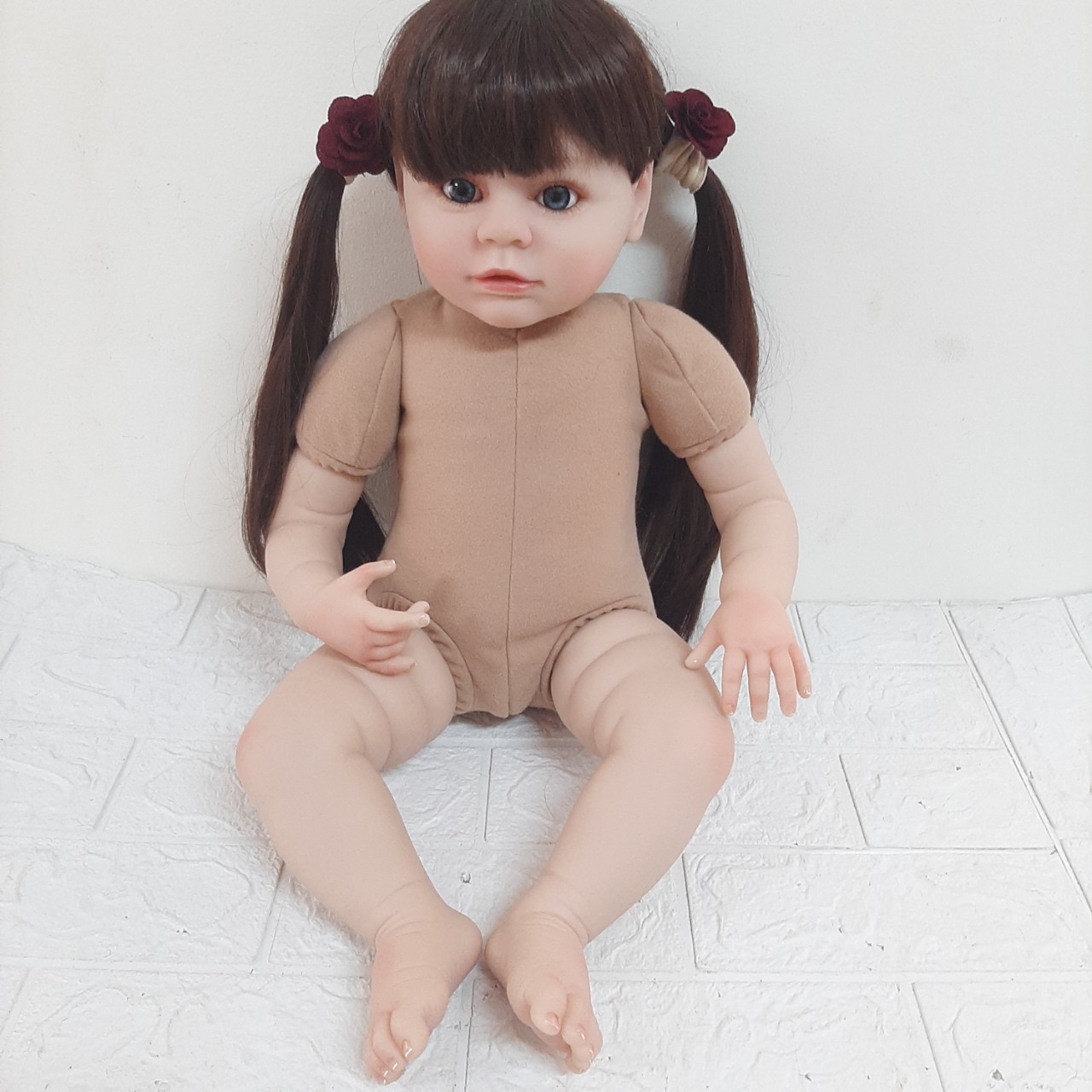 Búp Bê Bé Gái Tái Sinh Thân Gòn 60cm -Silicon Reborn Vinyl Doll 24 inch