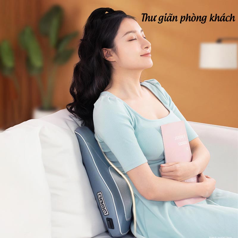 Gối Massage Kiêm Tựa Lưng LeerKang LEK-618-1 massage toàn thân 8D có hồng ngoại 3 cấp độ, mát xa rung tùy chỉnh, 5 chế độ xoa bóp đảo, hàng chính hãng