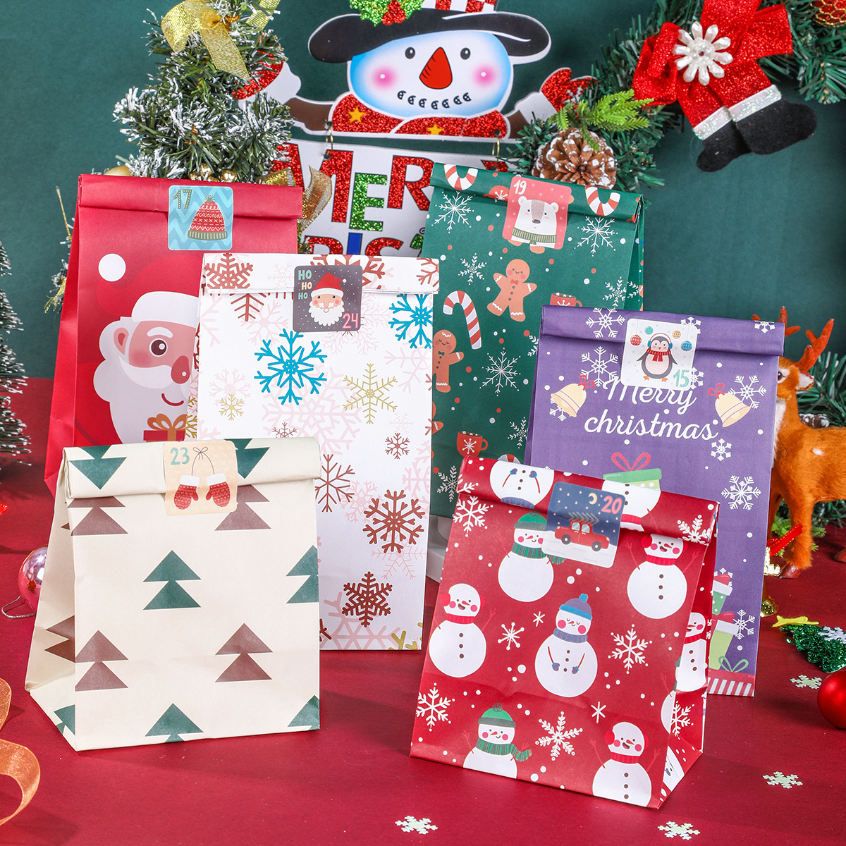 Túi giấy đựng bánh kẹo làm quà giáng sinh noel merry christmas nhiều mẫu