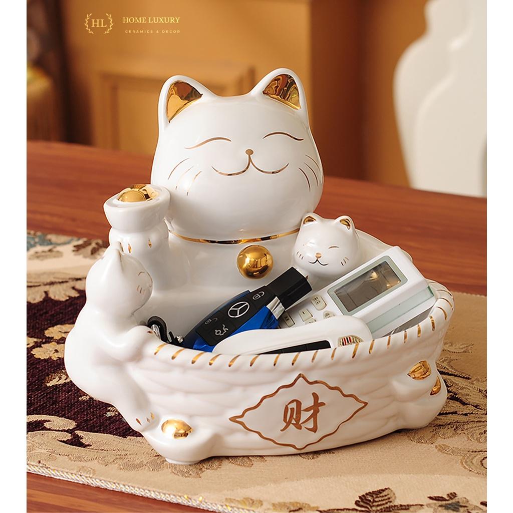 MÈO THẦN TÀI | MÈO SỨ THẦN TÀI MANEKI NEKO | MÈO SỨ ĐỂ CHÌA KHÓA, KẸO, VẬT DỤNG CÁ NHÂN QUẦY TIẾP TÂN - TỦ GIÀY