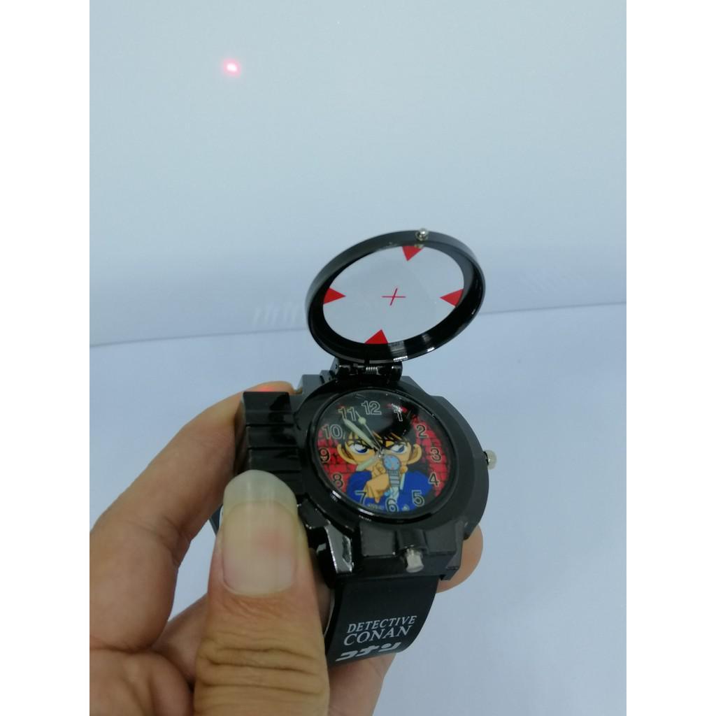 Đồng Hồ Trẻ Kim Trẻ Em Bé Trai Conan Đeo Tay Có Laser