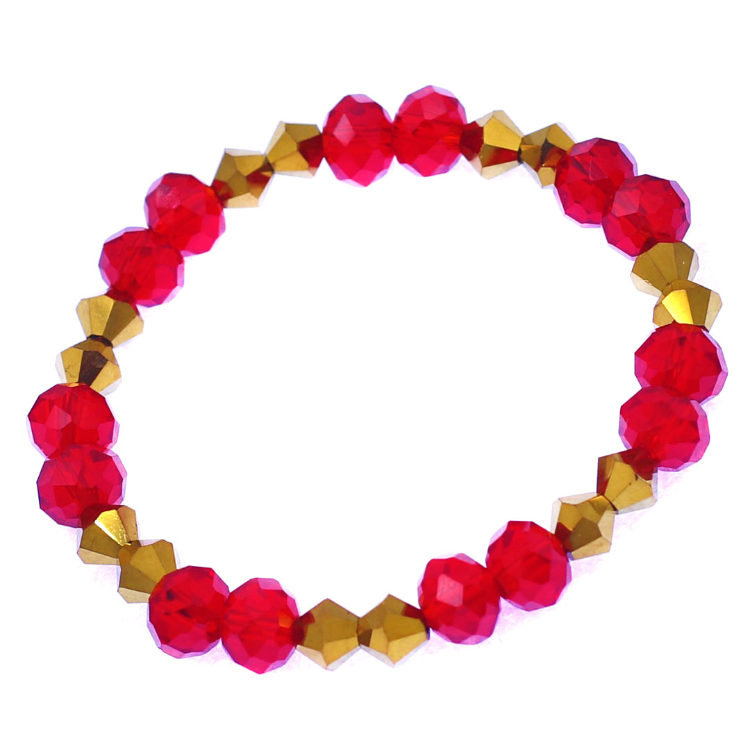 Vòng tay pha lê đỏ cắt giác 8 ly pha lê vàng giác CTFLOGHFLVGH8