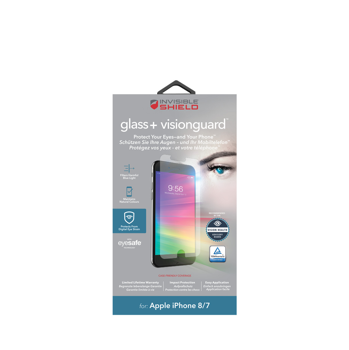 Miếng dán màn hình cường lực chống ánh sáng xanh bảo vệ mắt InvisibleShield dành cho iPhone - Hàng Chính Hãng