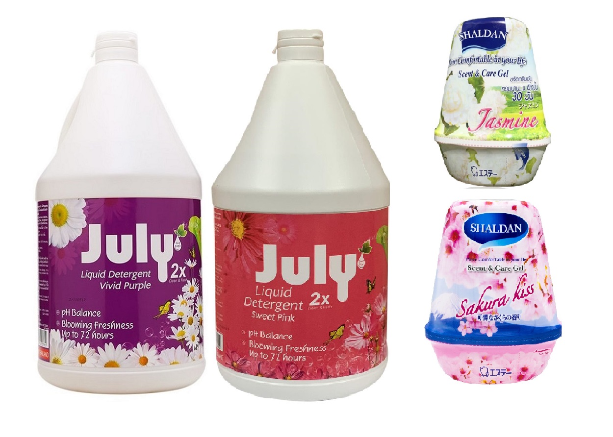 Combo 01 can nước giặt xả Thái Lan July 2X 3,5L + 01 hộp sáp thơm khử mùi Scent & Care Gel 180g