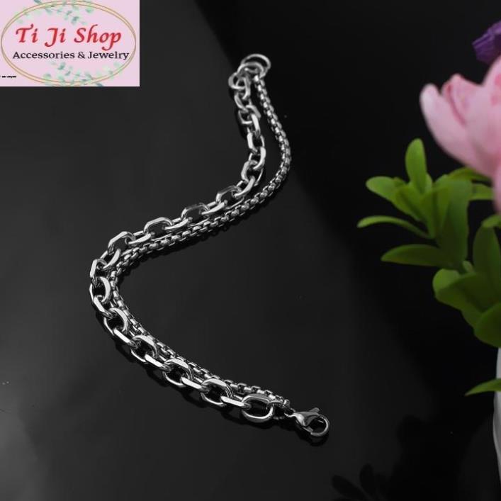 Lắc Tay Inox Khoen Tròn 2 Tầng Độc Đáo