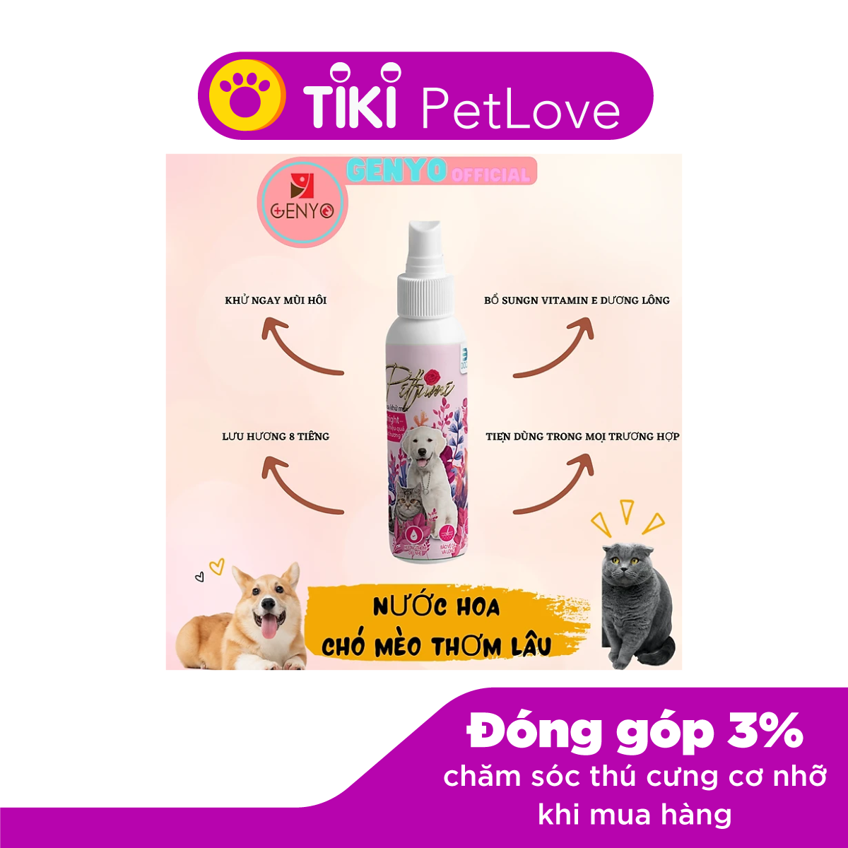 Nước hoa khử mùi thơm lâu cho chó mèo Petfume 100ml