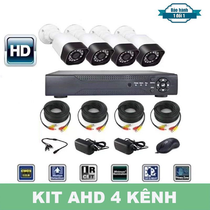 Bộ Kit Camera 4 kênh AHD 2.0Mp Full HD - Hàng Nhập Khẩu