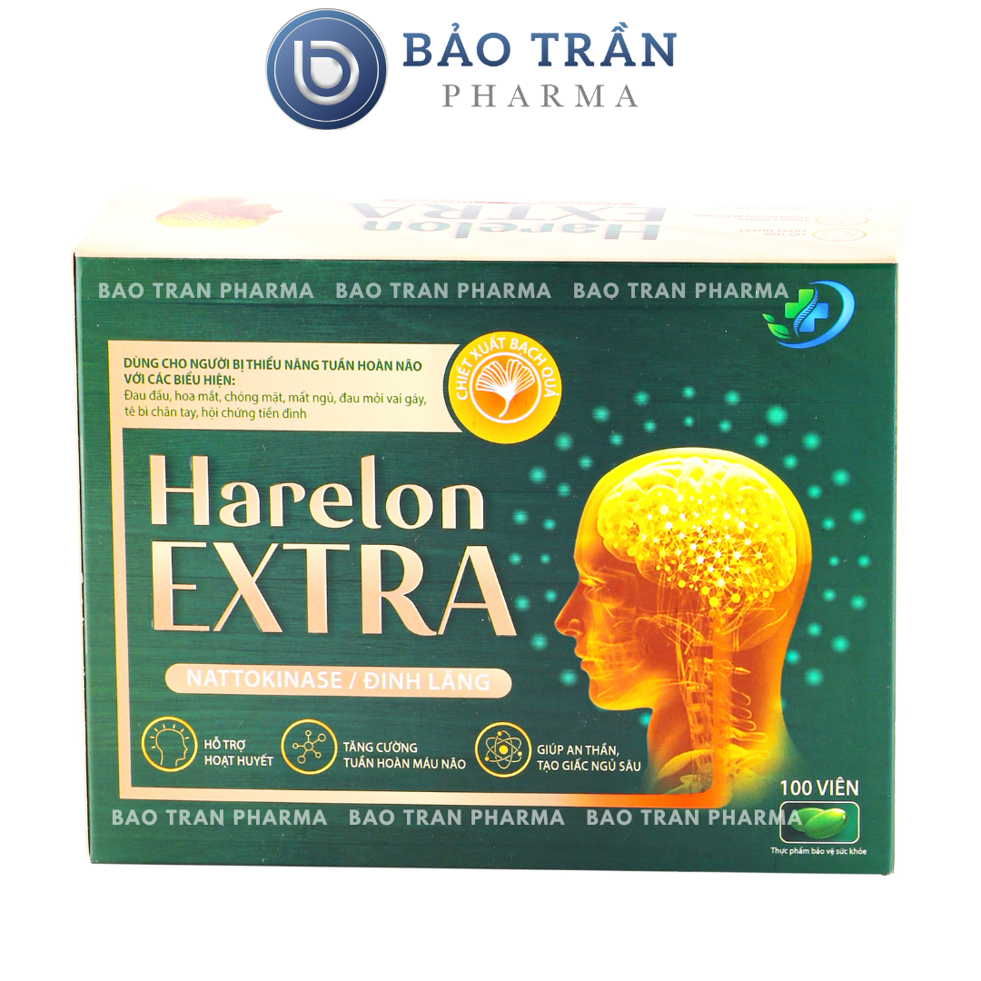 Viên uống bổ não Harelon Extra hỗ trợ tăng trí nhớ, giảm đau đầu, giảm tai biến mạch máu não
