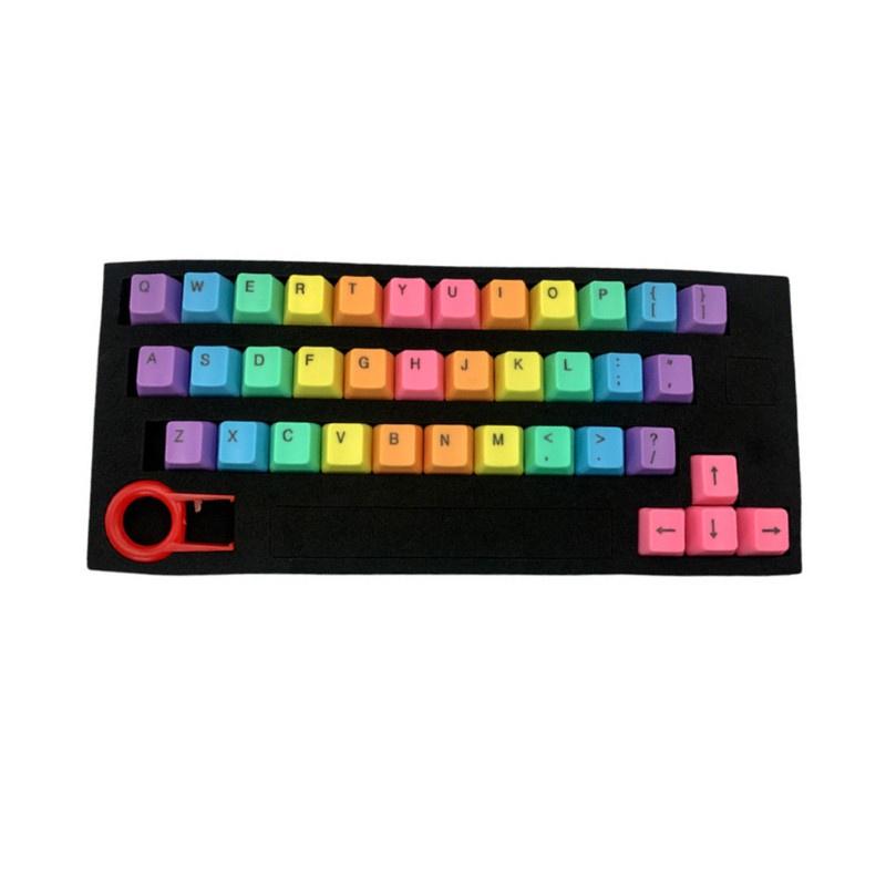 HSV 37 Keys Rainbow Gradient Keycaps ABS Backlit Keycaps Set With Key Puller for DIY