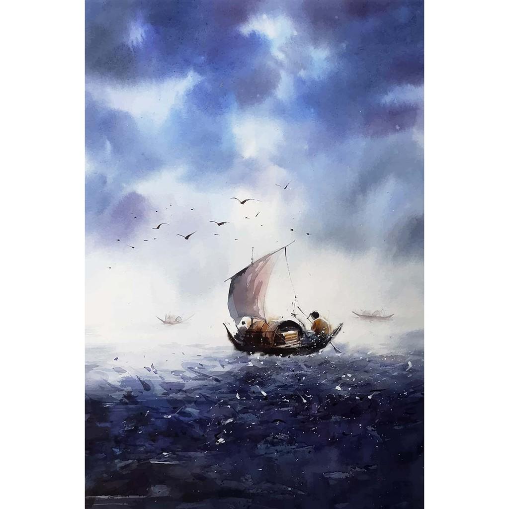 Tranh canvas phong cách màu nước - Thuyền nhỏ - WT021