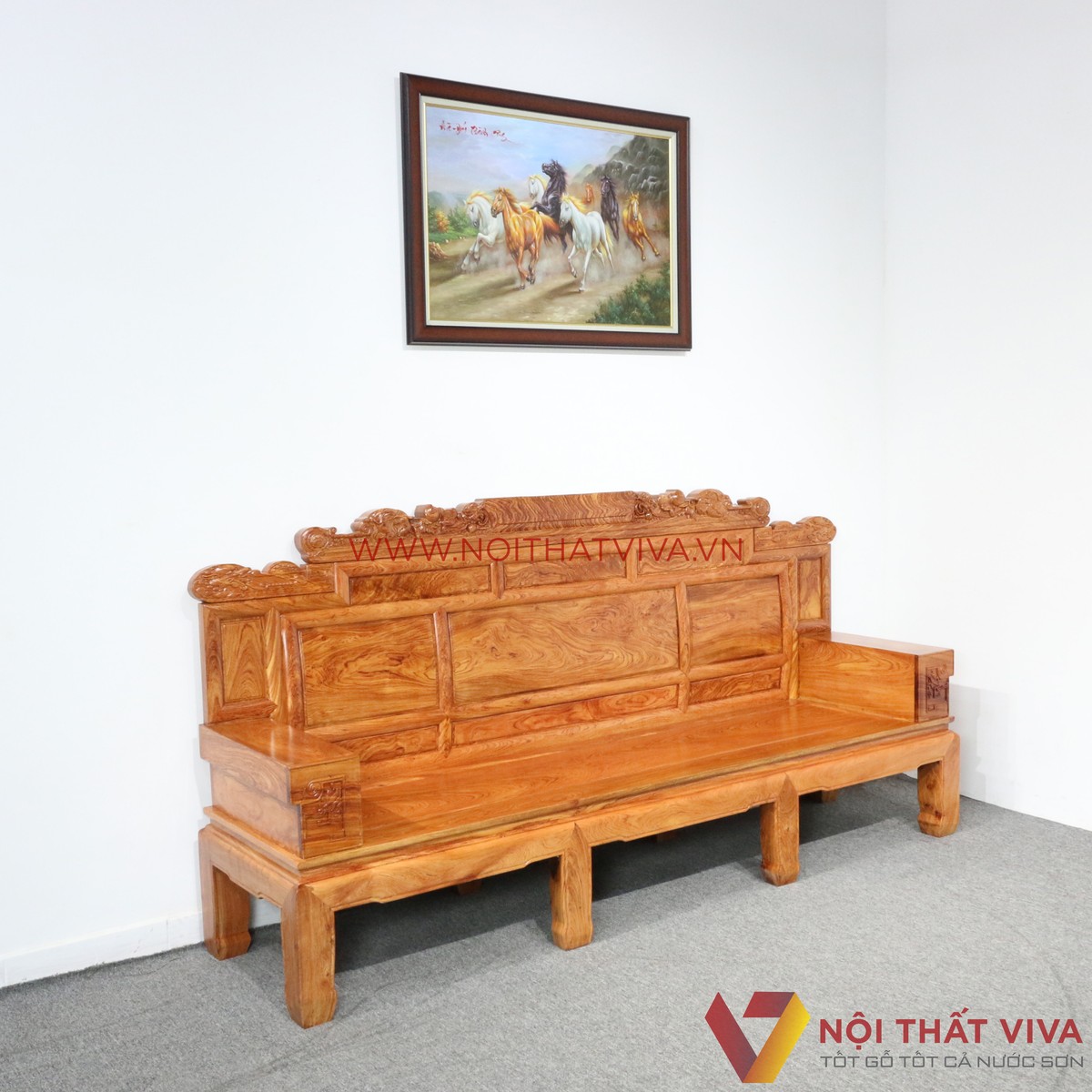 Bộ Bàn Ghế Salon Tần Thủy Hoàng Gỗ Hương Đá Chạm Rồng 6 Món Cao Cấp