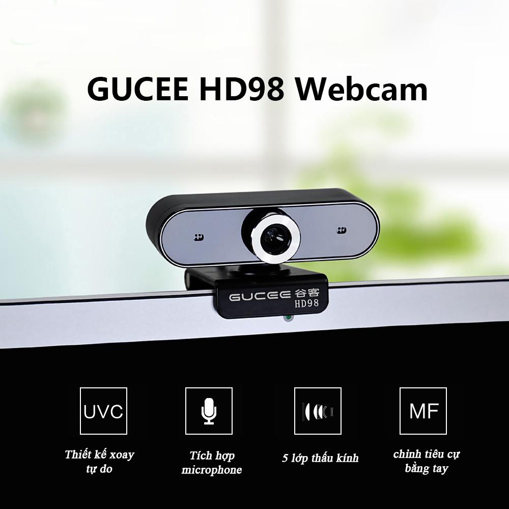 Webcam Gucee HD98 xoay 360 độ , 12 MP, lấy nét bằng tay , tích hợp micro