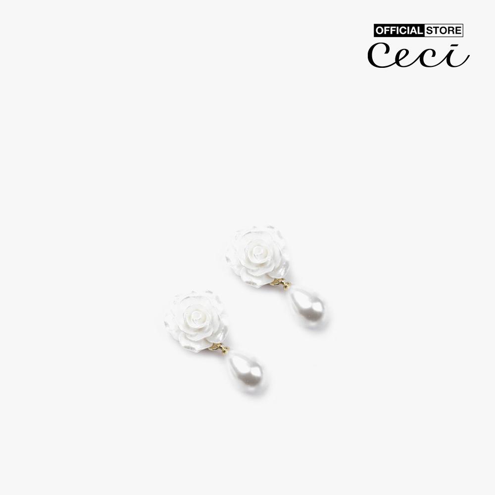 CECI - Khuyên tai nữ dáng thả thiết kế hoa hồng thanh lịch CC1-09000087-03