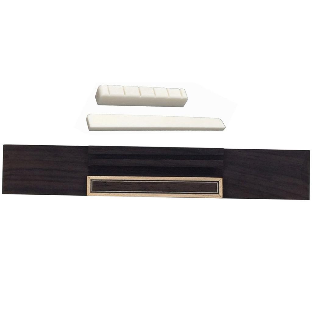 Rosewood Bridge+White Bone Slotted Saddle Nut for Classical Guitar Accessory
