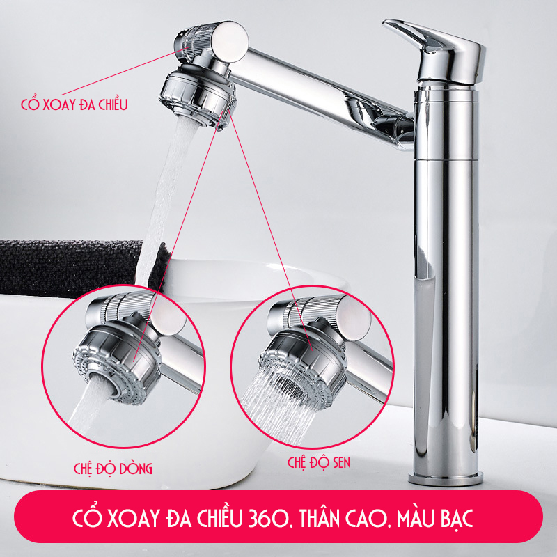 VÒI CHẬU RỬA MẶT LAVABO XOAY ĐA CHIỀU 360 ĐỘ SIÊU TIỆN DỤNG – XUẤT XỨ: Ý