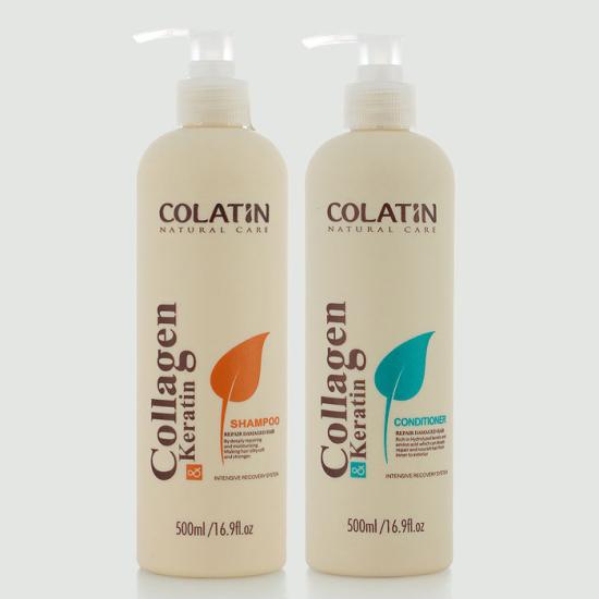 Cặp Dầu Gội + Xả Dưỡng Chất Tơ Tằm COLATIN Collagen &amp; Keratin giúp tóc phục hồi hư tổn 500ml/1000ml