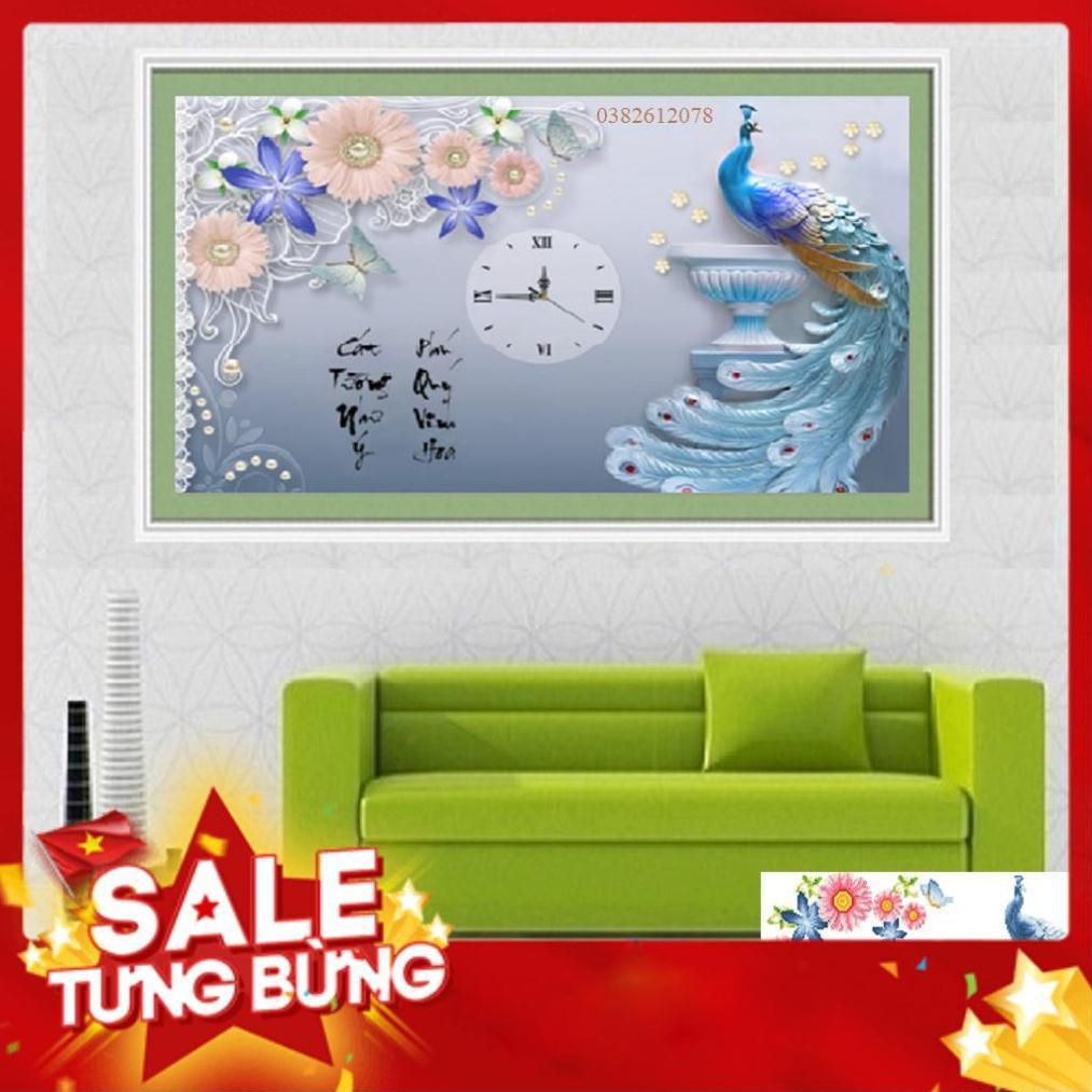 68*45CM TRANH ĐÍNH ĐÁ ĐỒNG HỒ PHÚ QUÝ CÁT TƯỜNG TRANH CHƯA ĐÍNH LV190