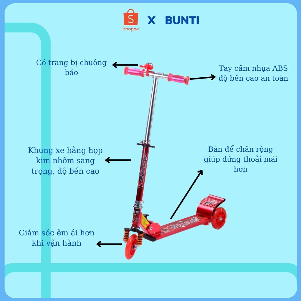 Xe Trượt Scooter Cho Bé 2 Bánh Có Đèn Led Phát Sáng Cho Bé Từ 2-10 Tuổi Có Đèn Led Phát Sáng BUNTI T2009C