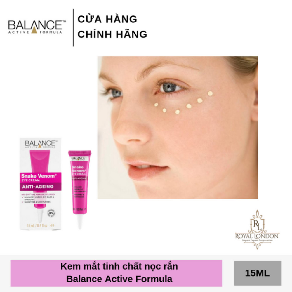 Combo Serum Chống Lão Hóa Nọc Rắn Balance Active Formula Snake Venom 30ml + kem mắt noc rắn giảm nếp nhăn, quầng thâm Balance Active Formula Snake Venom 15ml, hàng chính hãng