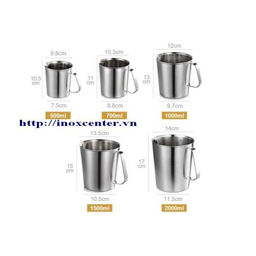 Ca đong cao cấp inox 304 Dung tích : 500ml, 700ml, 1000ml, 1500ml, 2000ml