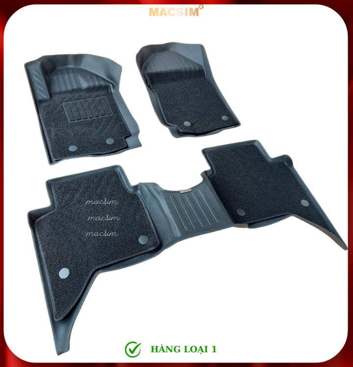 Thảm lót sàn ô tô 2 lớp cao cấp dành cho xe Mazda BT50 2012-2021 (sd) nhãn hiệu Macsim chất liệu TPE màu đen