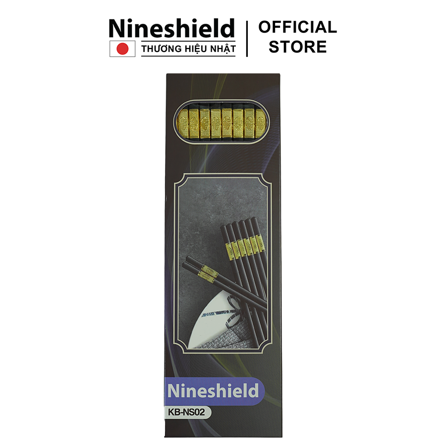 Hình ảnh Hộp 10 đôi đũa mạ vàng hàng chính hãng Nineshield NS02