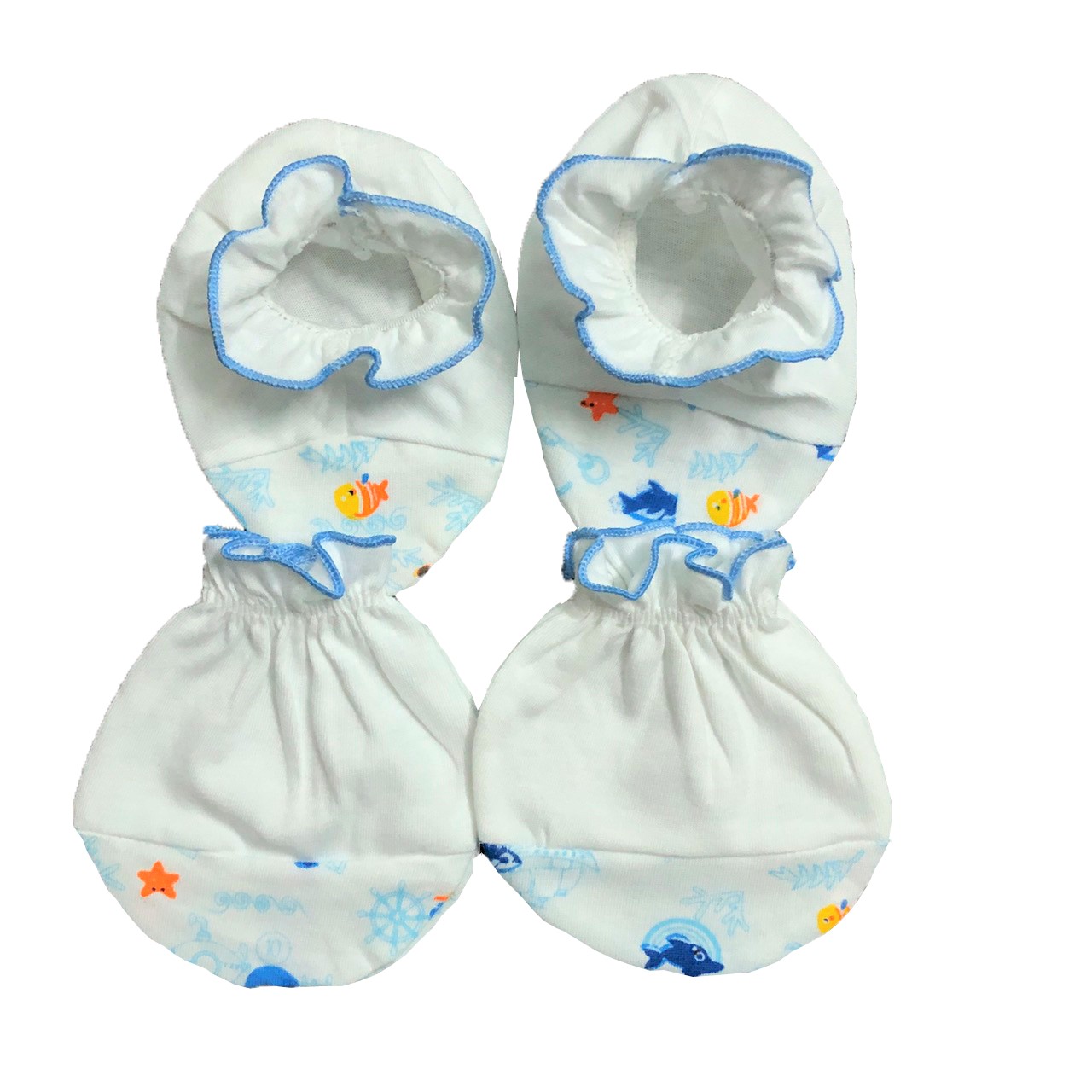 Combo 5 đôi bao tay, bao chân, phụ kiên thời trang sơ sinh 100% cotton, mềm, mịn, thoáng mát, giữ ấm cho bé tốt