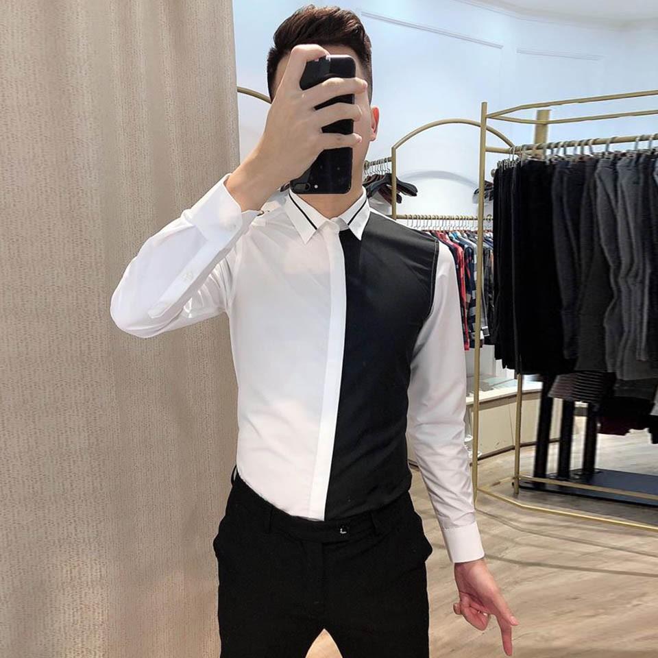 Sơ Mi Nam Phối Màu Viền Cổ Cá Tính