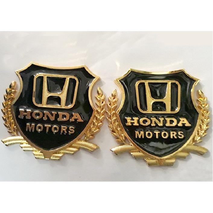 Bộ 2 logo bông lúa nổi Honda dán trang trí Ngoại thất ô tô