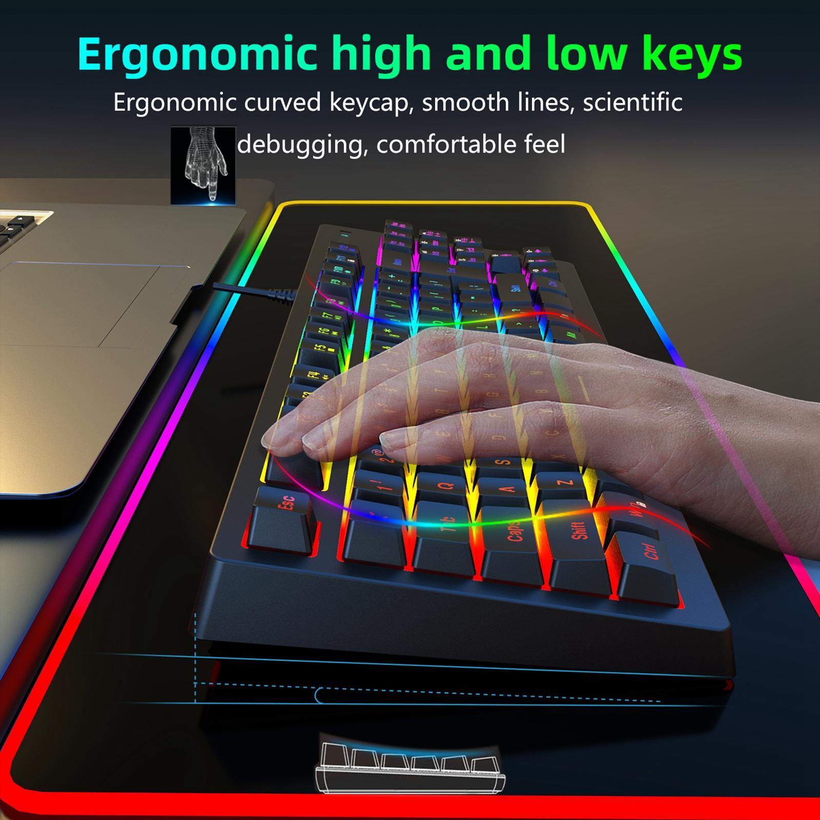 87Keys Wired Gaming Keyboard Long   Light for Office